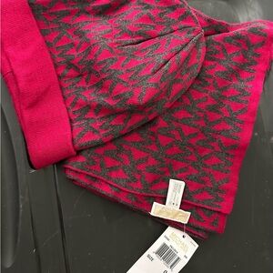MICHAEL Michael Kors Red and Gray Knit Scarf